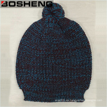 Gorro de punto con POM, azul de Borgoña Knitting Hat